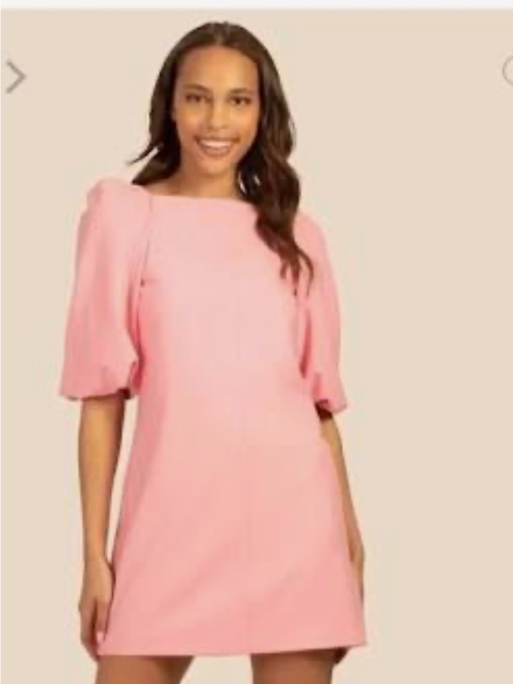 Trina Turk Pink Square-Neck Midi Dress with Puff Sleeves